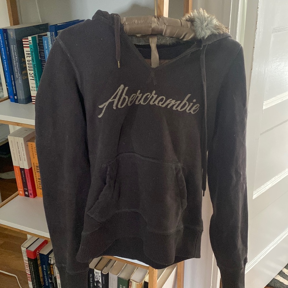 Abercrombie Y2K fur hooded hoodie